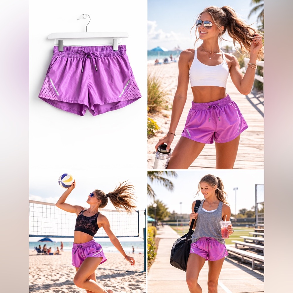 NINE WEST Purple Athletic Shorts Gym Running Walking Workout Women Size Medium
